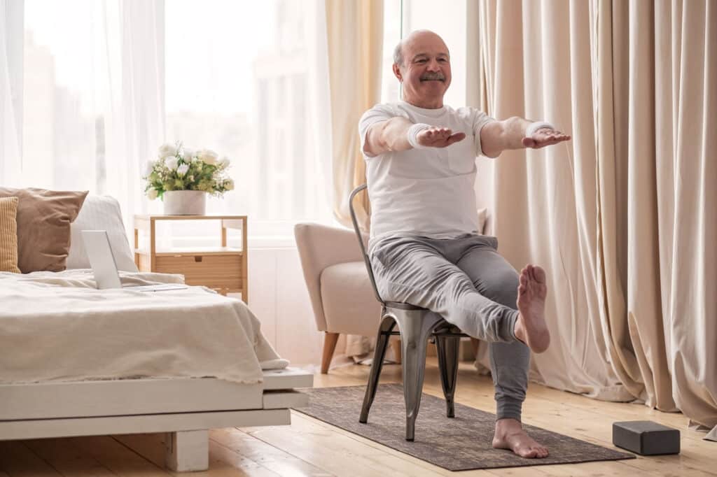 In-home care can help aging seniors stay active with modified exercises and activities.